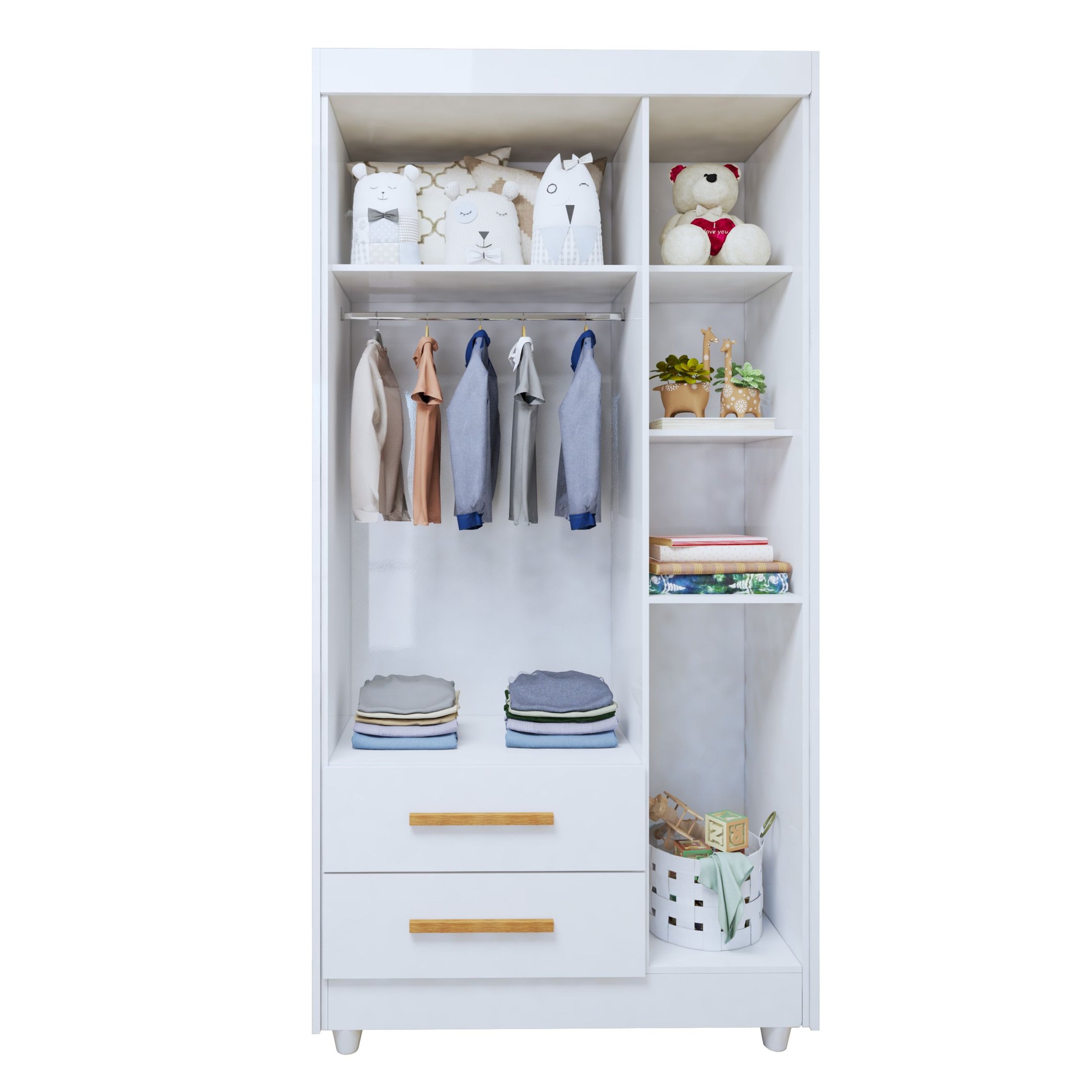 Quarto De Bebê Completo Com Cômoda, Mini Berço E Guarda Roupas Lila Branco