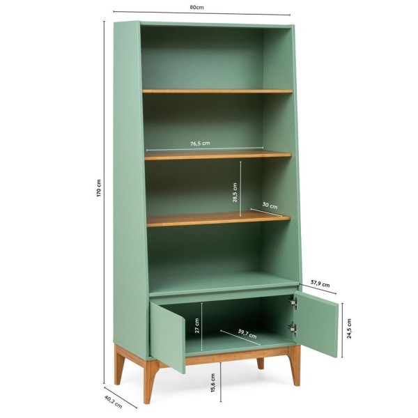 Encontraproduto.com.br - Estante 2 Portas Sálvia 80cm Bento Yescasa Sálvia/amêndoa