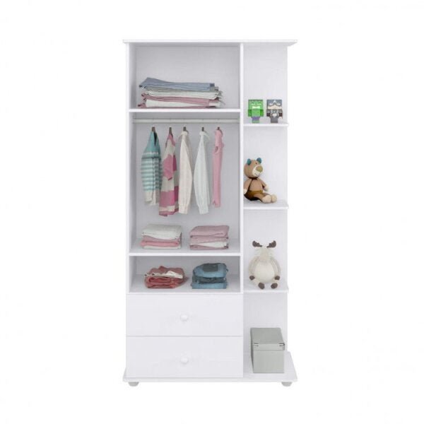 Encontraproduto.com.br - Quarto de Bebe Completo Algodão Doce com Guarda-Roupa 2 Portas, Cômoda e Berço Espresso Móveis Branco