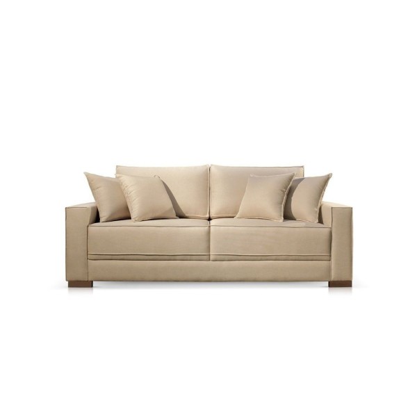Encontraproduto.com.br - Sofá Living 2 Lugares Fixo Em Linho Hotello Bege Médio