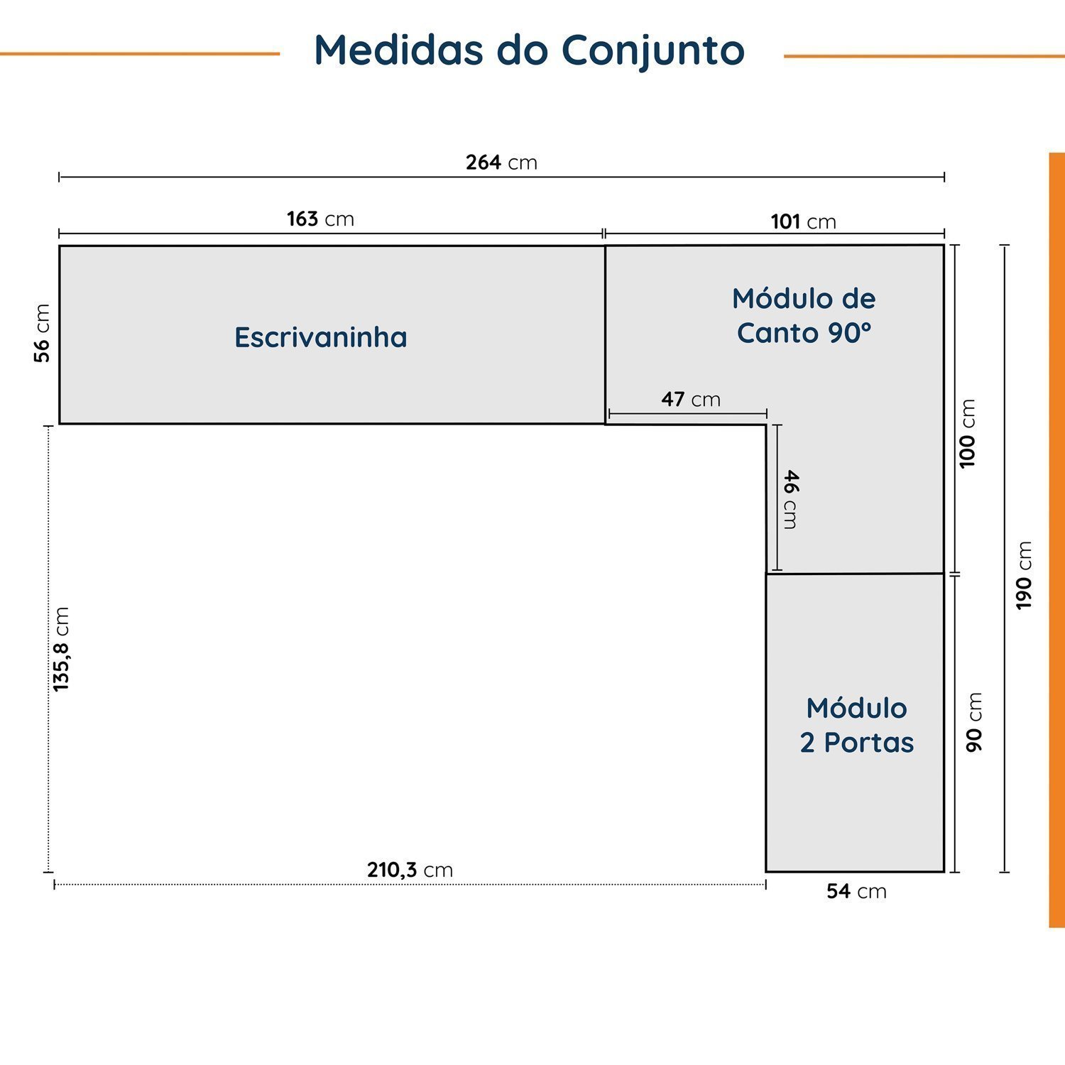 Encontraproduto.com.br - Guarda Roupa Modulado 4 Portas 3 Peças Com Escrivaninha Hera Cabecasa Madeiramadeira Preto-cromado