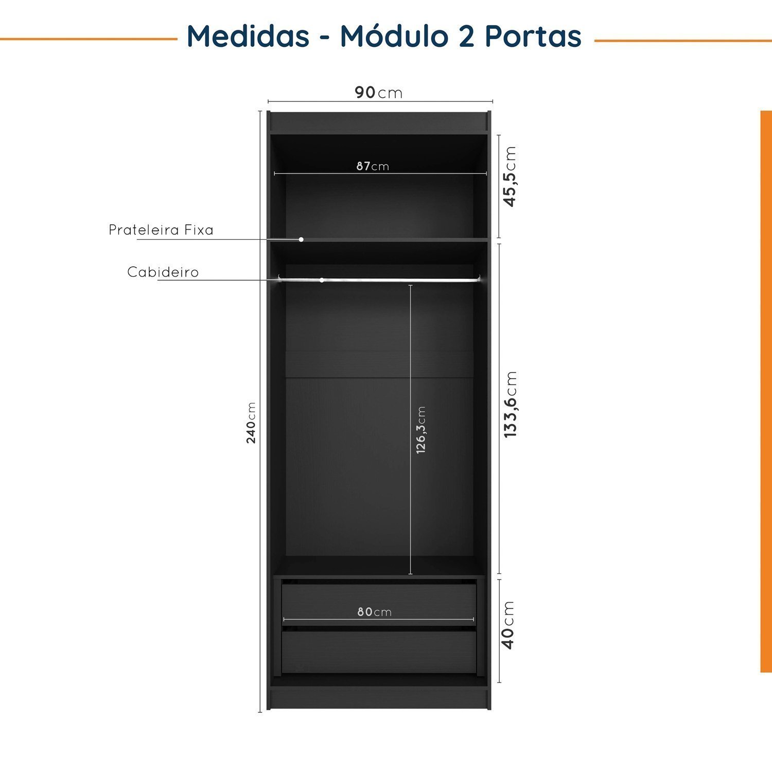 Encontraproduto.com.br - Guarda Roupa Modulado 4 Portas 3 Peças Com Escrivaninha Hera Cabecasa Madeiramadeira Preto-cromado