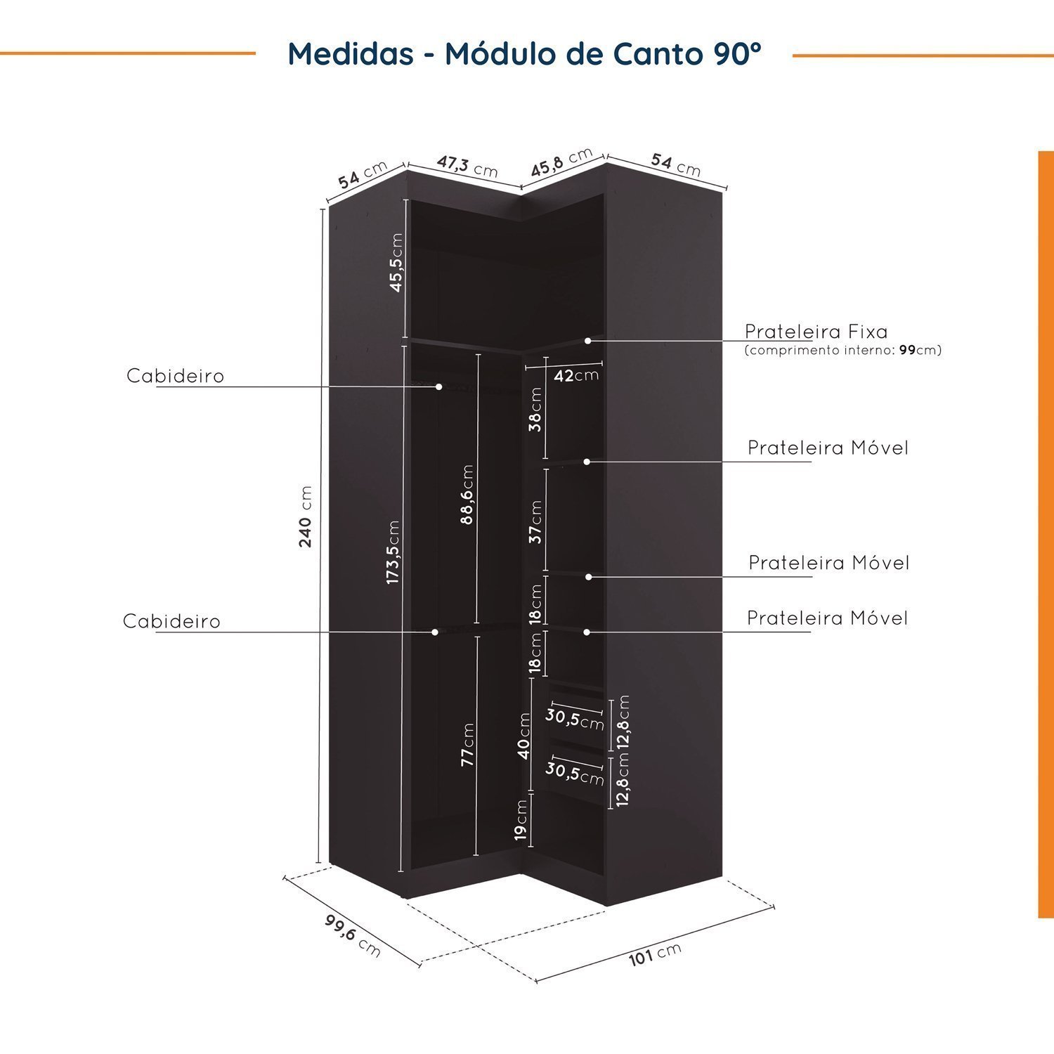 Encontraproduto.com.br - Guarda Roupa Modulado 4 Portas 3 Peças Com Escrivaninha Hera Cabecasa Madeiramadeira Preto-cromado
