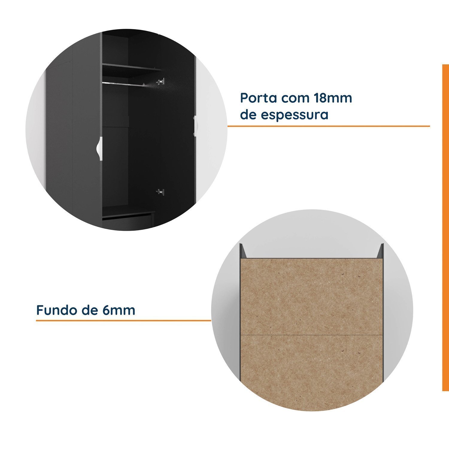 Encontraproduto.com.br - Guarda Roupa Modulado 4 Portas 3 Peças Com Escrivaninha Hera Cabecasa Madeiramadeira Preto-cromado