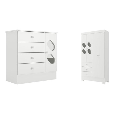 Quarto Infantil Com Guarda Roupa E Cômoda Stella