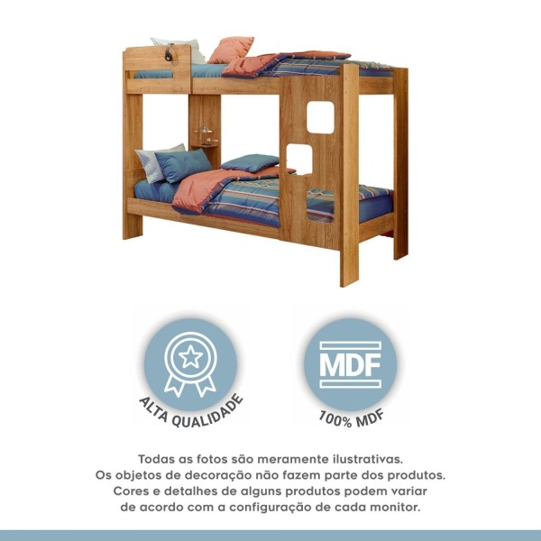 Encontraproduto.com.br - Beliche Infantil-juvenil 100% Mdf Com Prateleira July Amadeirado