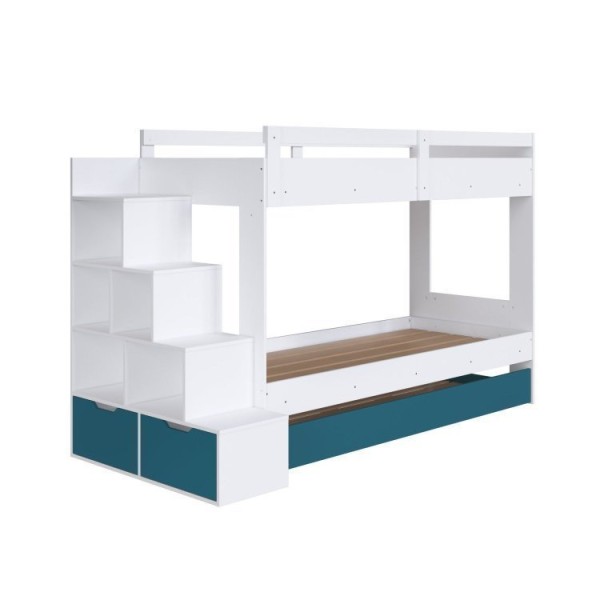 Encontraproduto.com.br - Treliche Infantil Com Cama Auxiliar 3 Colchões Branco/azul Secreto