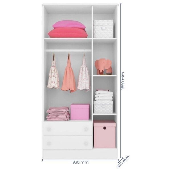 Encontraproduto.com.br - Quarto para Gêmeos com 2 Berços Mini Cama, Guarda-Roupa e Organizador Soninho Espresso Móveis Branco