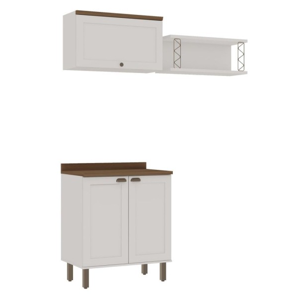 Encontraproduto.com.br - Kit área De Serviço Acquaflex 100% Mdf Com Armário, Balcão E Nicho Com Metalon Branco-ébano
