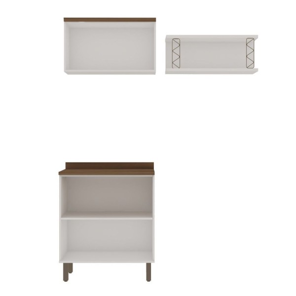 Encontraproduto.com.br - Kit área De Serviço Acquaflex 100% Mdf Com Armário, Balcão E Nicho Com Metalon Branco-ébano