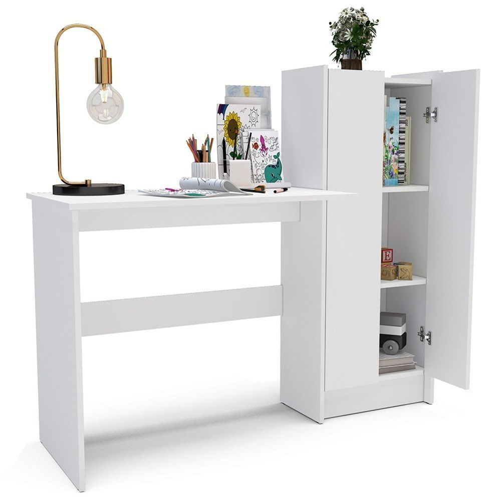 Mesa De Estudos Infantil Gael Mdp Ff Liso Branco