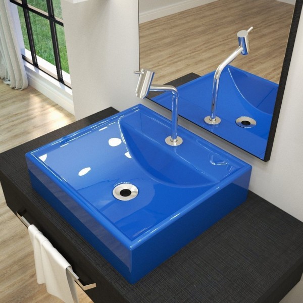 Kit Cuba Q39 Com Torneira Pratika 1060 Metal E Válvula, Sifão Pvc E Flexível Compace Azul Escuro