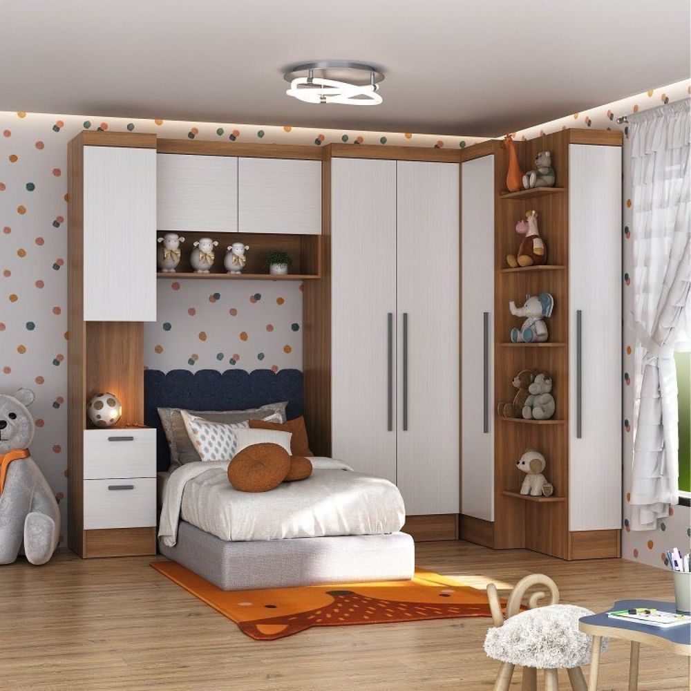 Quarto Infantil Completo 5 Peças Ella Espresso Móveis Nogal-branco