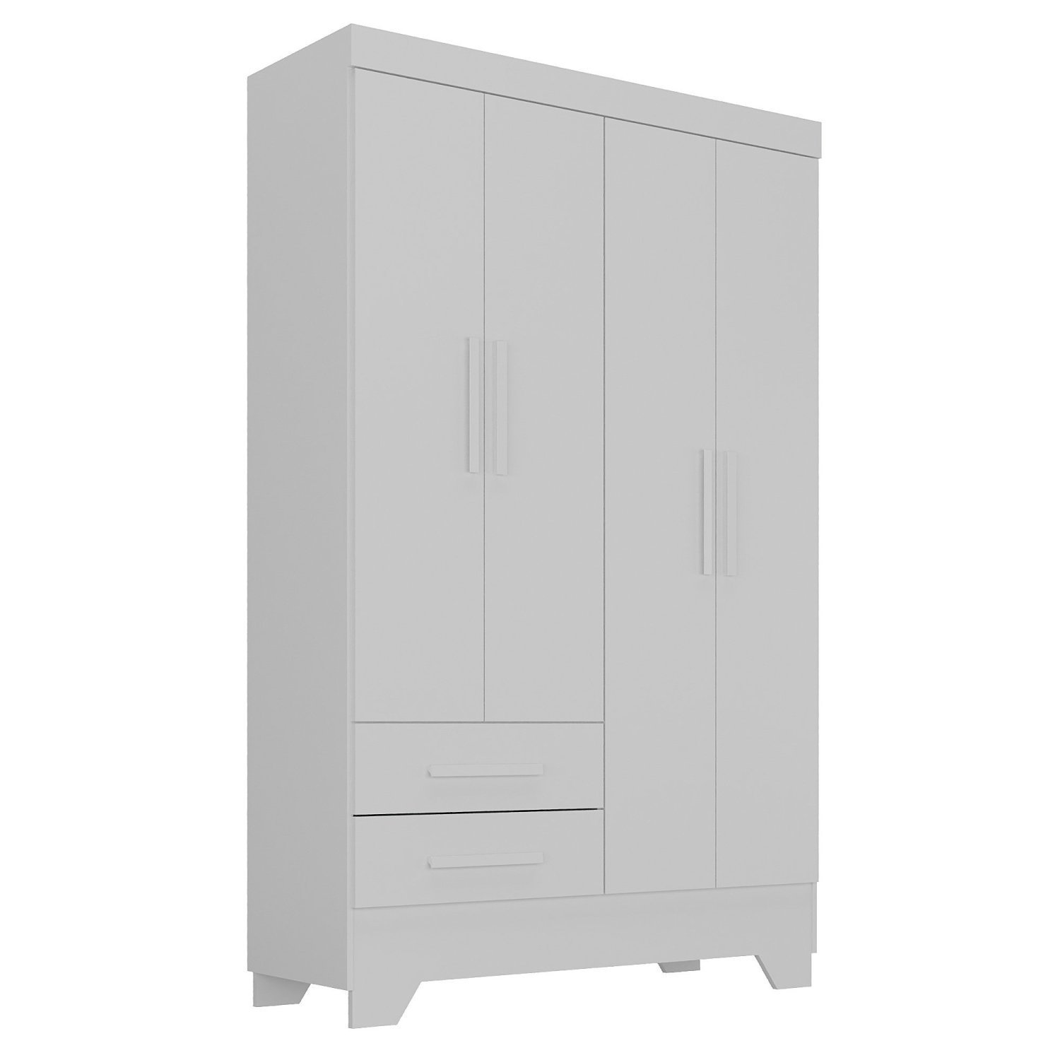 Encontraproduto.com.br - Quarto de Bebê Completo Guarda Roupa 4 Portas 2 Gavetas com Cômoda e Berço Lily Espresso Móveis Branco
