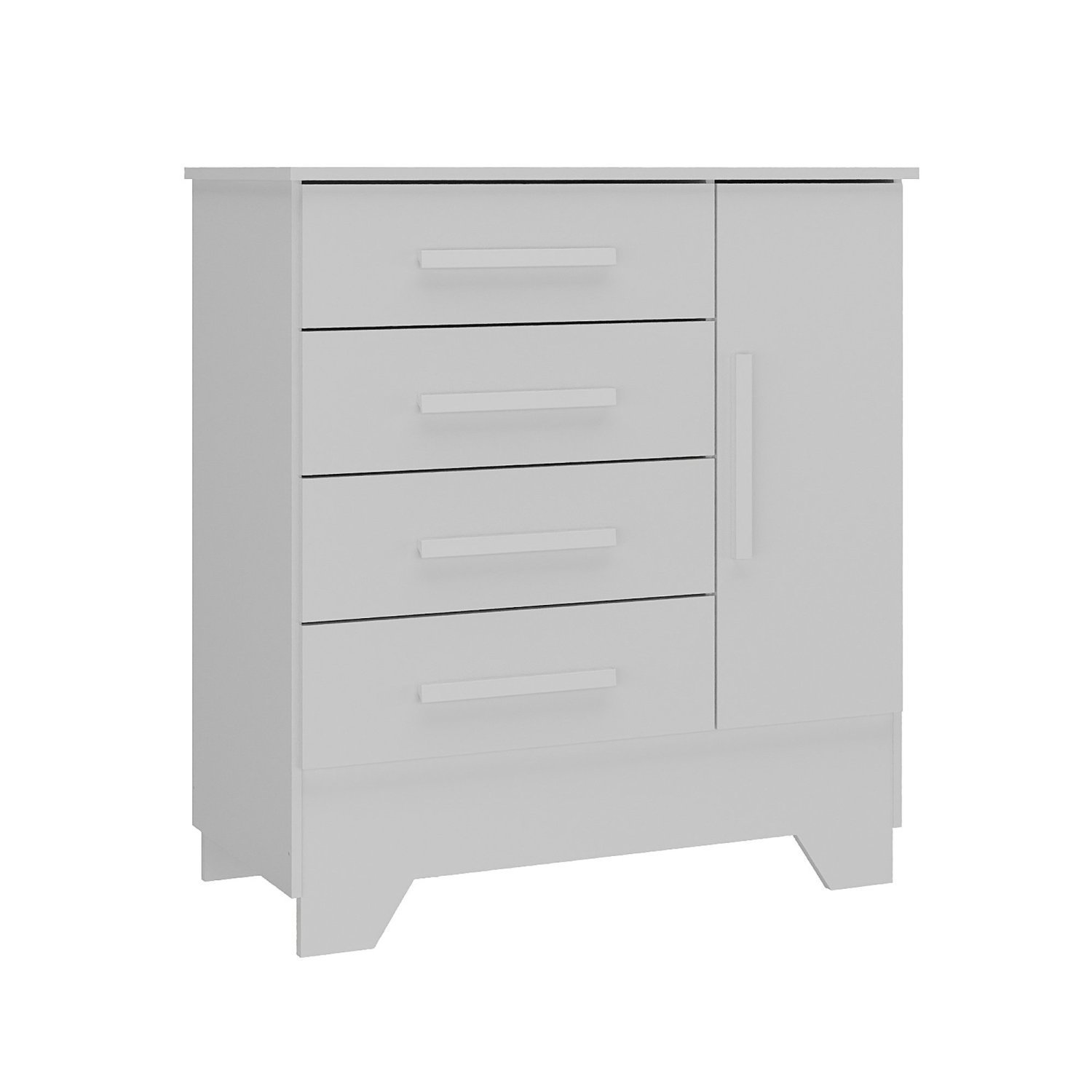Encontraproduto.com.br - Quarto de Bebê Completo Guarda Roupa 4 Portas 2 Gavetas com Cômoda e Berço Lily Espresso Móveis Branco