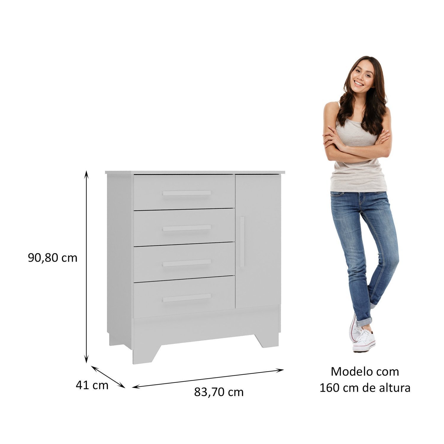 Encontraproduto.com.br - Quarto de Bebê Completo Guarda Roupa 4 Portas 2 Gavetas com Cômoda e Berço Lily Espresso Móveis Branco