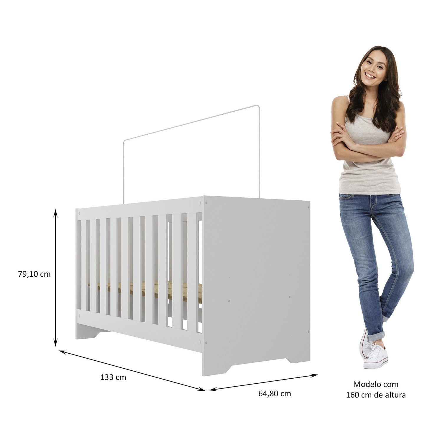Encontraproduto.com.br - Quarto de Bebê Completo Guarda Roupa 4 Portas 2 Gavetas com Cômoda e Berço Lily Espresso Móveis Branco