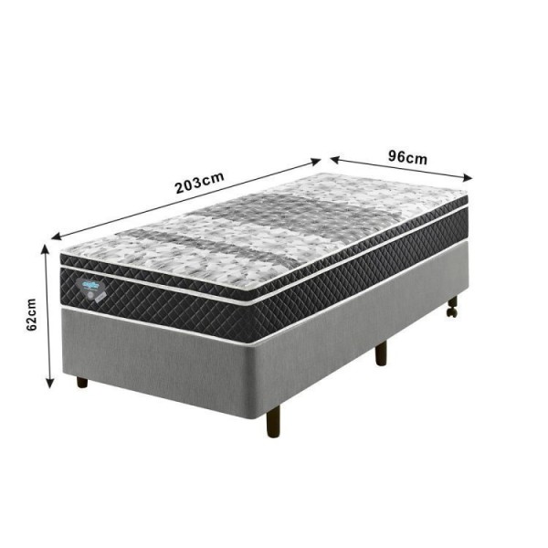 Encontraproduto.com.br - Cama Box Solteiro King Reforçado 96x203x38cm e Colchão Gransleep Molas Verticoil Cinza