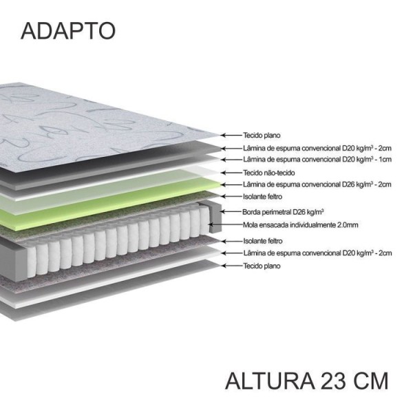 Encontraproduto.com.br - Bicama Box Solteiro King com Colchão Adapto Ecoflex Molas Ensacadas Suede 96x203cm Preto