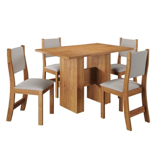 Encontraproduto.com.br - Conjunto De Jantar Jazz Mesa Retangular Com 4 Cadeiras Sol Mel/marfim