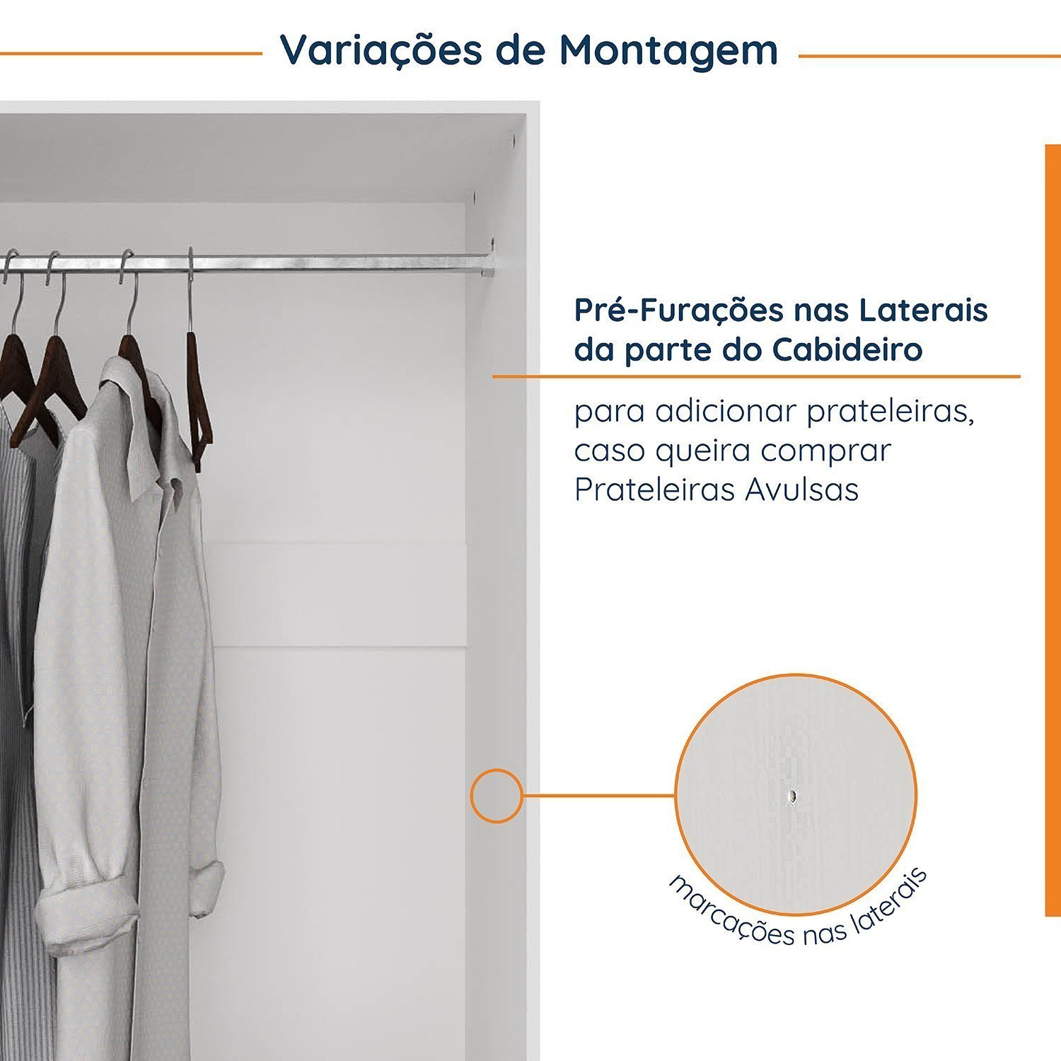 Encontraproduto.com.br - Guarda Roupa Modulado De Solteiro Com Mesa De Cabeceira Direita 7 Portas 3 Peças Hera Madei Branco