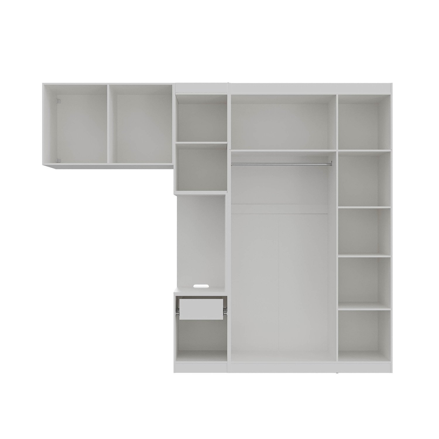 Encontraproduto.com.br - Guarda Roupa Modulado De Solteiro Com Mesa De Cabeceira Direita 7 Portas 3 Peças Hera Madei Branco