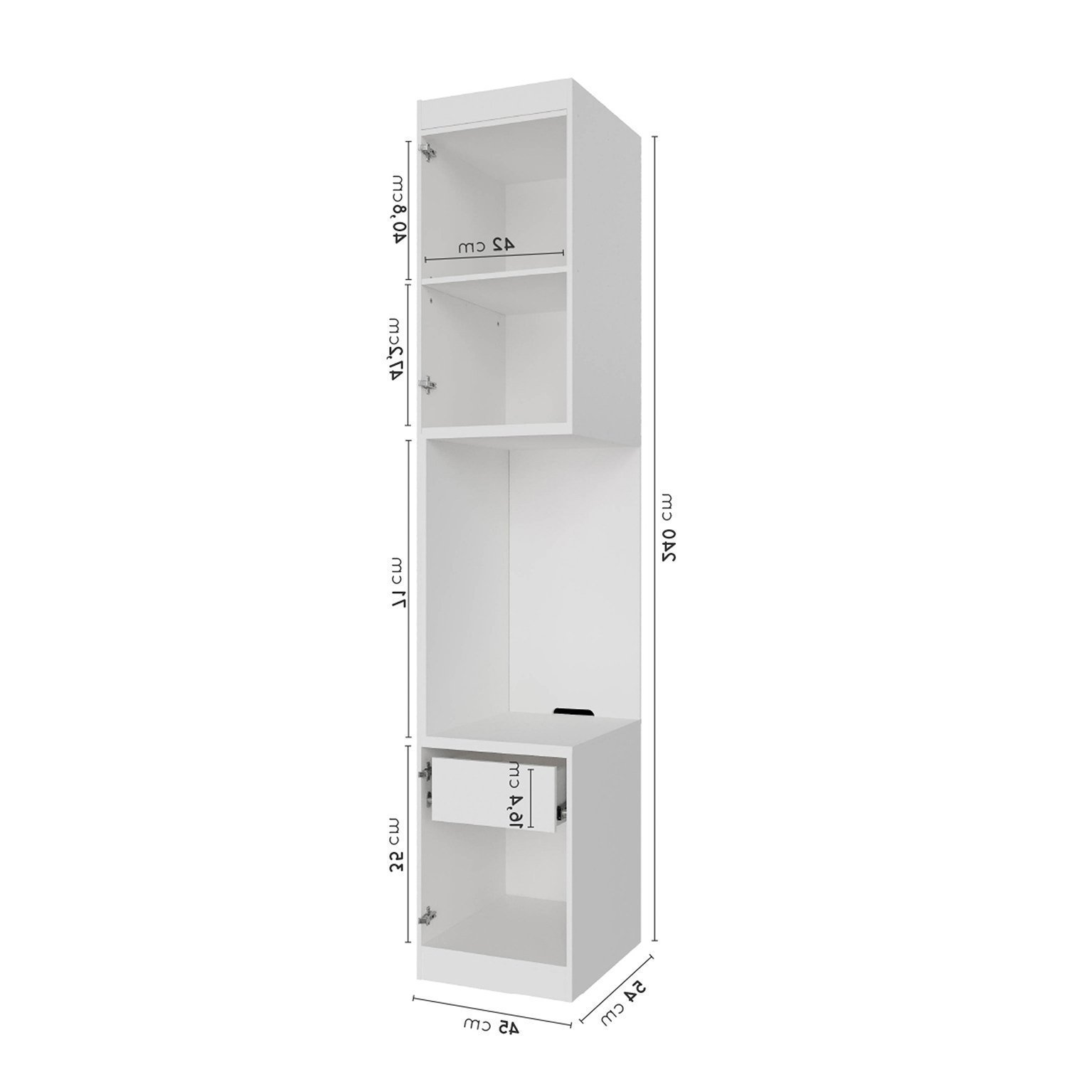 Encontraproduto.com.br - Guarda Roupa Modulado De Solteiro Com Mesa De Cabeceira Esquerda 7 Portas 3 Peças Hera Made Branco