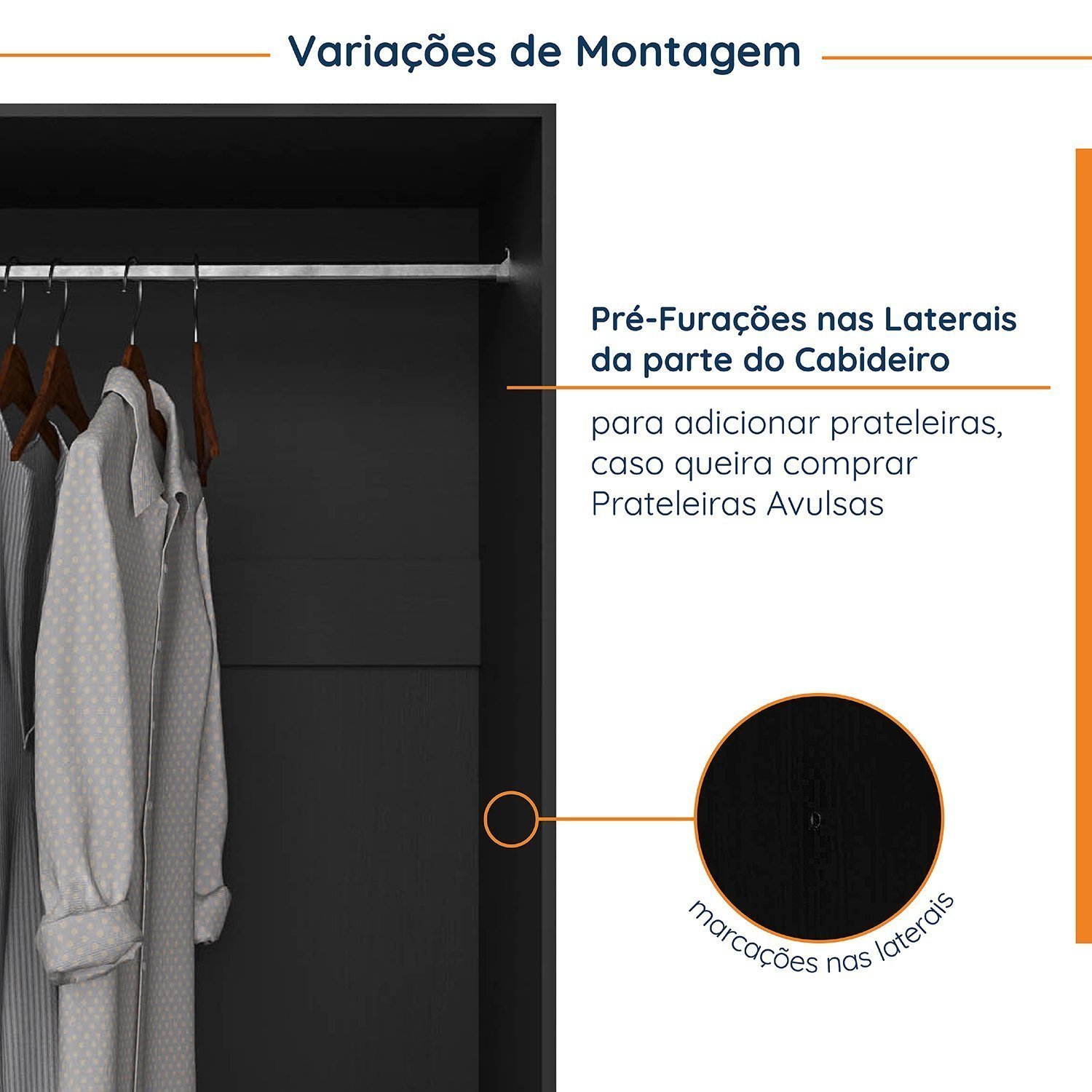 Encontraproduto.com.br - Guarda Roupa Modulado de Canto com Espelho 6 Portas 3 Peças Hera Cabecasa Madeiramadeira Preto/Cromado