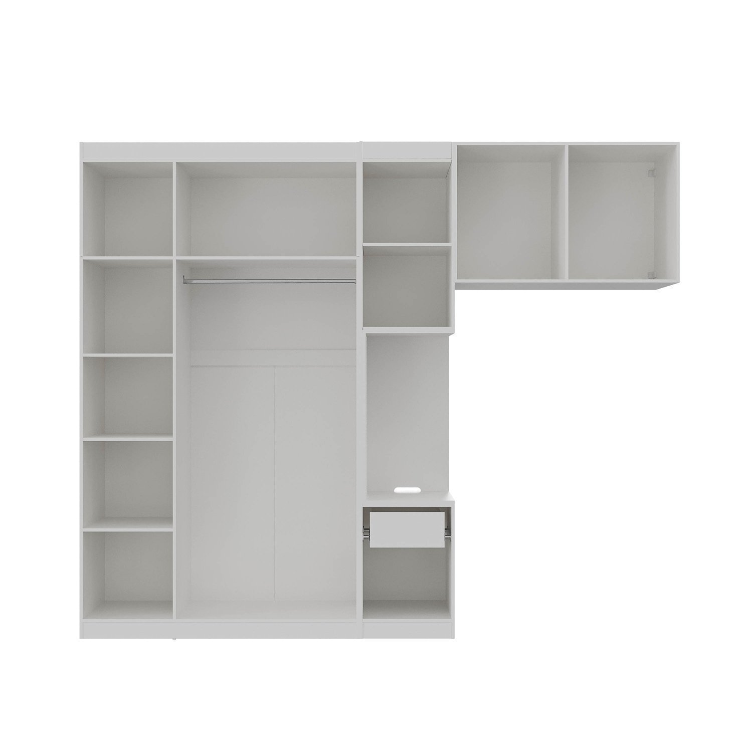 Encontraproduto.com.br - Guarda Roupa Modulado De Solteiro Com Espelho E Mesa De ceira Esquerda 7 Portas 3 Peças Branco