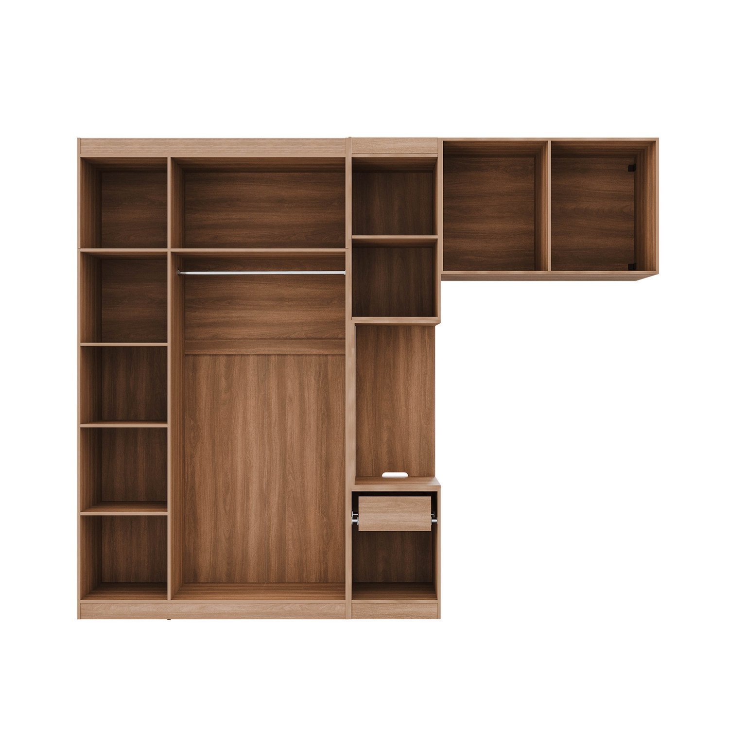 Encontraproduto.com.br - Guarda-Roupa Modulado Solteiro 7 Portas com Espelho e Mesa de Cabeceira Hera CabeCasa MadeiraMadeira Louro/Cromado