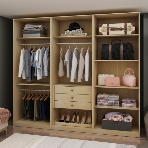 Encontraproduto.com.br - Módulo Closet Casal Sem Portas 3 Gaveta 100% Mdf Infinity Savana