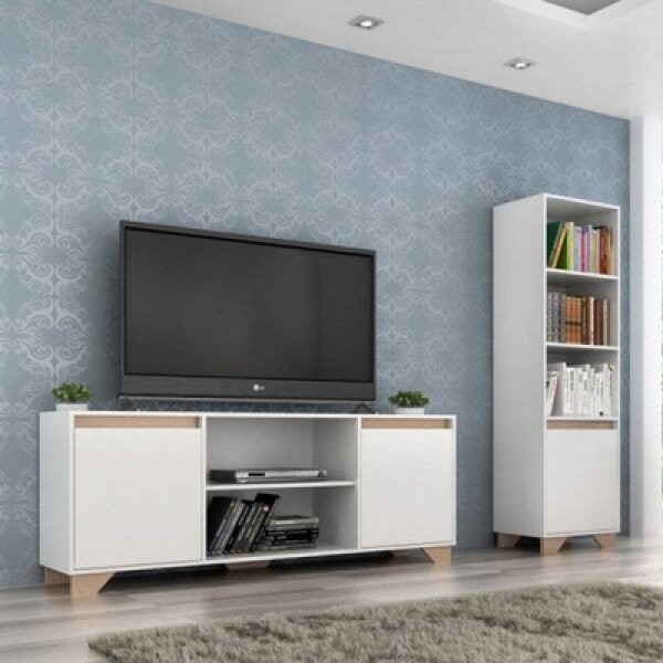 Encontraproduto.com.br - Conjunto Sala De Estar Rack 2 Portas Com Painel Para Tv Até 42 Polegadas Benevello Grafite-siena
