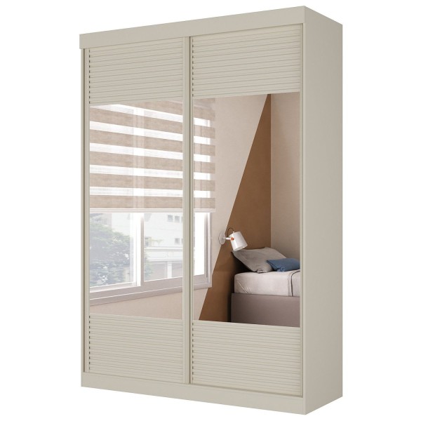 Encontraproduto.com.br - Guarda-roupas Infantil 2 Portas Com Espelho Samambaia Teen Cabecasa Madeiramadeira Off White