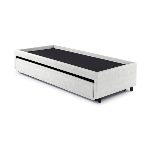 Encontraproduto.com.br - Bicama Box Solteiro 88x188 Courino Com Dois Colchões Adapto Molas Ensacadas Ecoflex Branco/cinza
