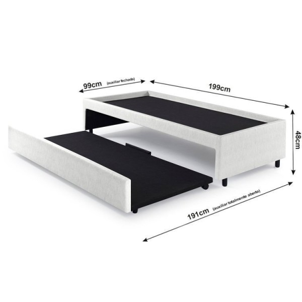 Encontraproduto.com.br - Bicama Box Solteiro 88x188 Courino Com Dois Colchões Adapto Molas Ensacadas Ecoflex Branco/cinza
