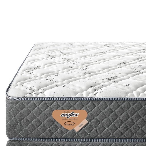Encontraproduto.com.br - Bicama Box Solteiro 88x188 Courino Com Dois Colchões Adapto Molas Ensacadas Ecoflex Branco/cinza
