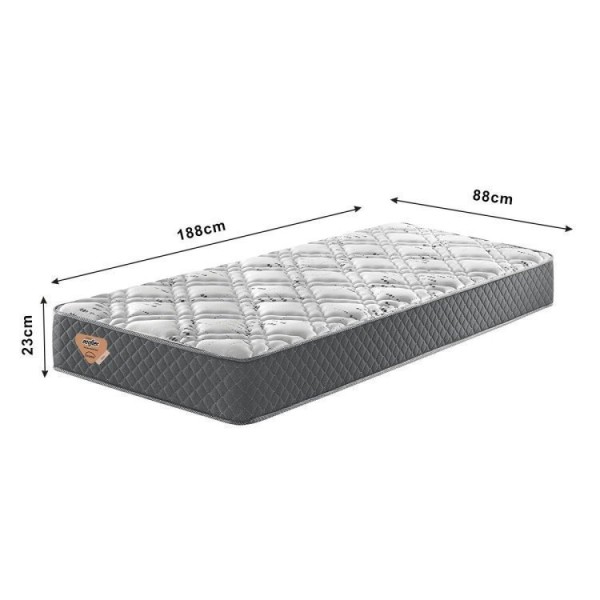 Encontraproduto.com.br - Bicama Box Solteiro 88x188 Courino Com Dois Colchões Adapto Molas Ensacadas Ecoflex Branco/cinza