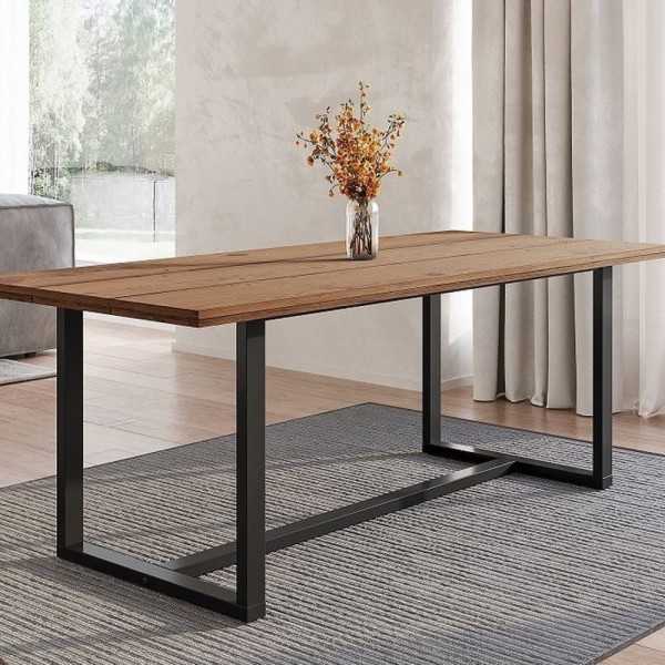 Encontraproduto.com.br - Conjunto Mesa De Jantar Rústica De Madeira Maciça Com 8 Cadeiras Nassau Marrom-preto