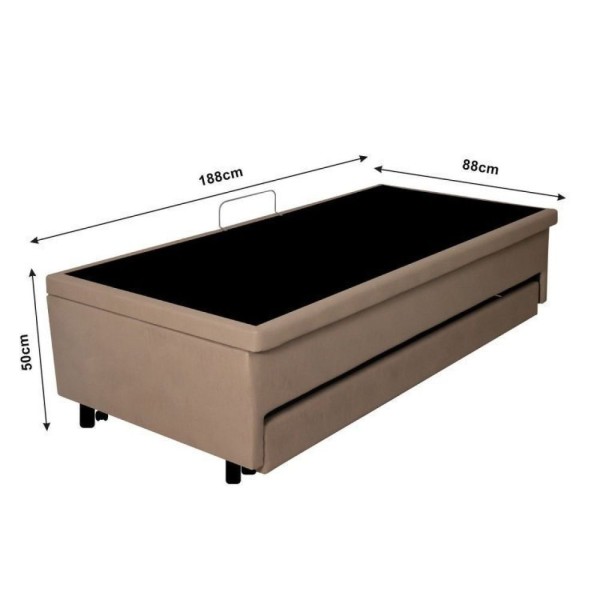 Encontraproduto.com.br - Bicama Com Baú Solteiro Reforçado Em Courino 88x188 Cm Bege
