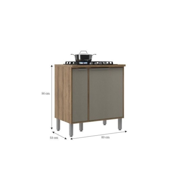 Encontraproduto.com.br - Cozinha Modulada 10 Peças 20 Portas 6 Gavetas Lavinia Amêndoa-niágara