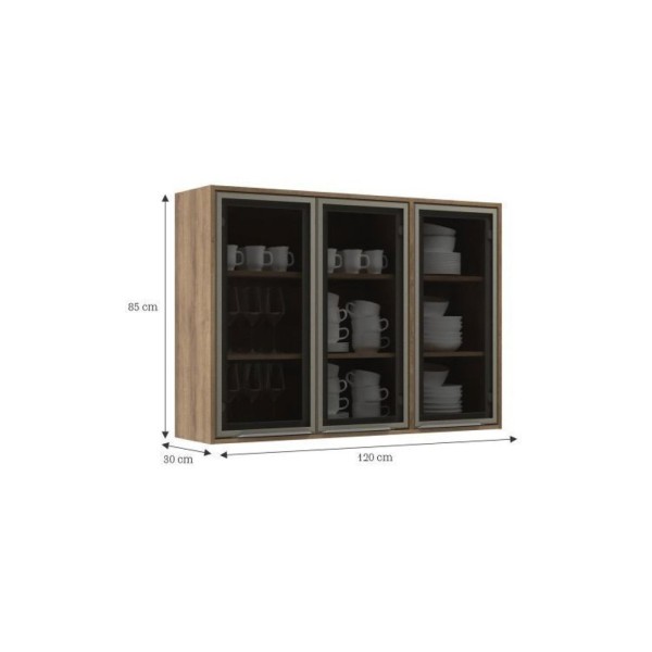Encontraproduto.com.br - Cozinha Modulada 10 Peças 20 Portas 6 Gavetas Lavinia Amêndoa-niágara