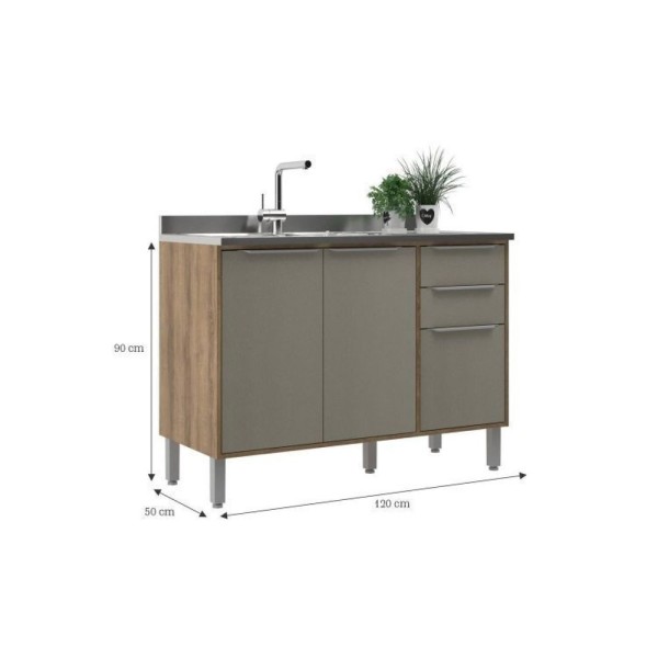 Encontraproduto.com.br - Cozinha Modulada 10 Peças 20 Portas 6 Gavetas Lavinia Amêndoa-niágara