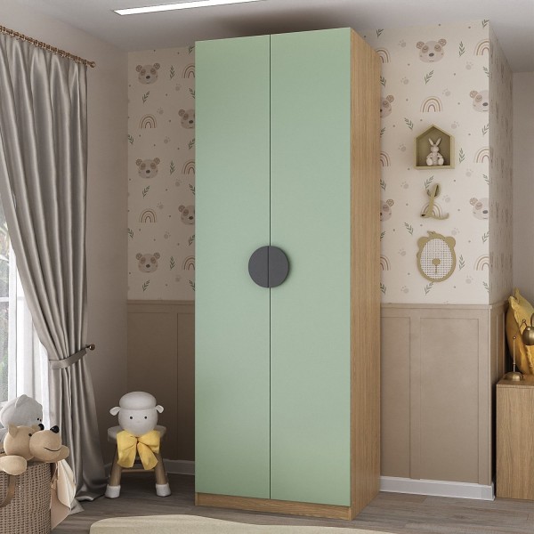 Guarda Roupa Infantil Modulado 2 Portas Com Cabideiro Joy Kids Cabecasa Madeiramadeira Verde-avena