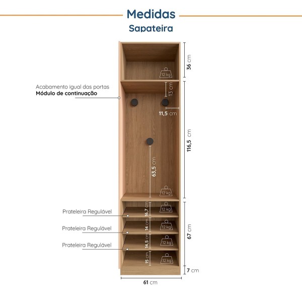 Encontraproduto.com.br - Conjunto Modulado Infantil 2 Peças Com 4 Portas 2 Gavetas Com Nichos E Sapateira Joy Kids Cabecasa M Salmão-avena