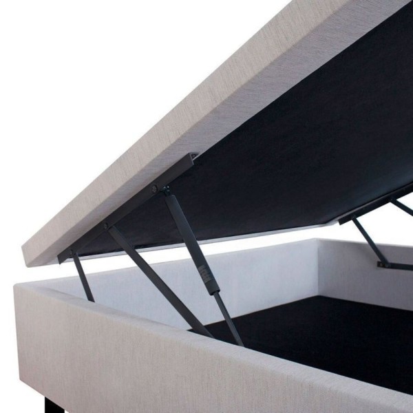 Encontraproduto.com.br - Conjunto Cama Box Baú Casal 138x188cm Em Courino Com Colchão Adapto Molas Ensacadas Areia-cinza