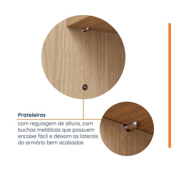 Encontraproduto.com.br - Conjunto Modulado Infantil 3 Peças 6 Portas, Cabideiros, Nichos, 2 Gavetas E Sapateira Joy Kids Cabe Cinza-avena