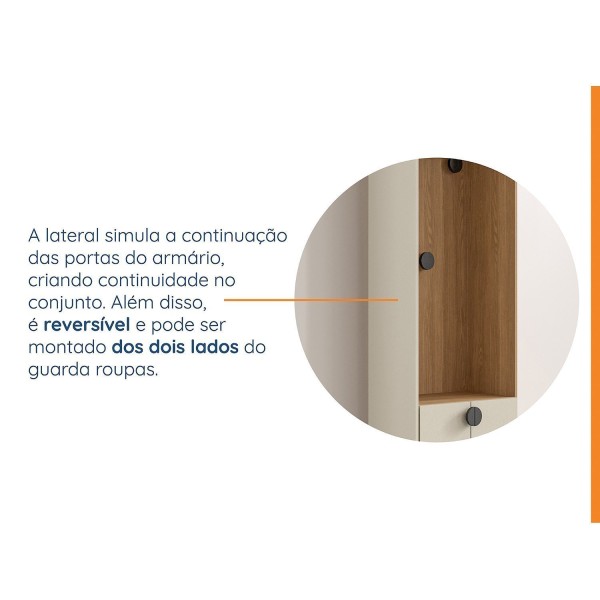 Encontraproduto.com.br - Conjunto Modulado Infantil 3 Peças 6 Portas, Cabideiros, Nichos, 2 Gavetas E Sapateira Joy Kids Cabe Cinza-avena