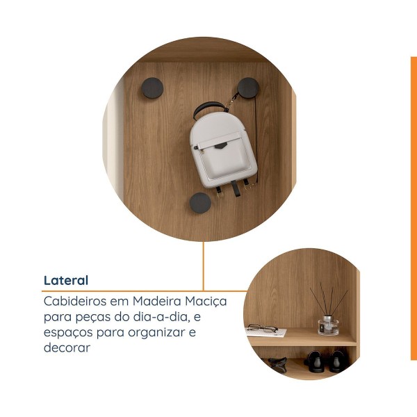 Encontraproduto.com.br - Conjunto Modulado Infantil 3 Peças 6 Portas, Cabideiros, Nichos, 2 Gavetas E Sapateira Joy Kids Cabe Cinza-avena