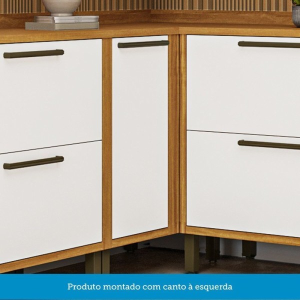 Encontraproduto.com.br - Balcão De Cozinha Canto Reto Com 1 Porta E Tampo 100% Mdf Vicenza Espresso Móveis Amêndoa/branco