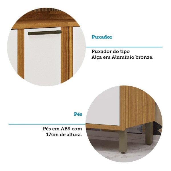 Encontraproduto.com.br - Balcão De Cozinha Canto Reto Com 1 Porta E Tampo 100% Mdf Vicenza Espresso Móveis Amêndoa/branco